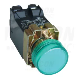   Tracon Tokozott jelzőlámpa, fémalap, zöld, trafóval, izzó nélk. 3A/400V AC, IP44, NYGI6