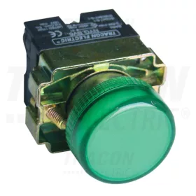   Tracon Jelzőlámpa, fémalapra szerelt, zöld, izzó nélkül 3A/400V AC, IP42, NYGI230