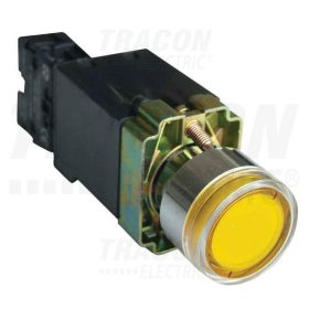   Tracon Világító nyomógomb, fémalap, trafóval,sárga,glim,izzó nélk. 1×NO, 3A/230V AC, 6V, IP42