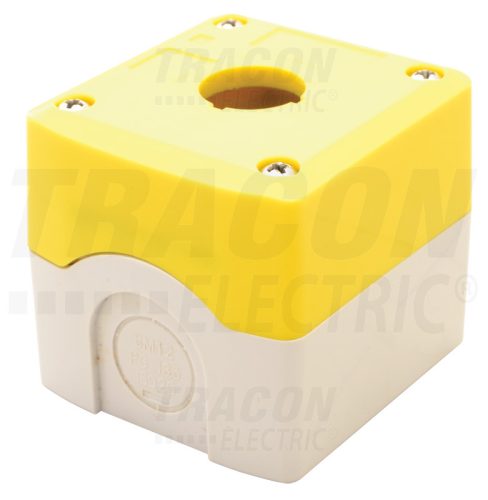 Tracon Összeállított tokozat nyomógombokhoz, sárga, 1-es d=22,5, IP65, 2×PG-13,5