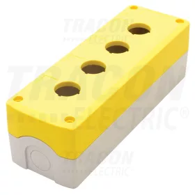   Tracon Összeállított tokozat nyomógombokhoz, sárga, 4-es d=22,5, IP65, 2×PG-13,5