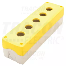   Tracon Összeállított tokozat nyomógombokhoz, sárga, 5-es d=22,5, IP65, 2×PG-13,5