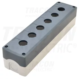   Tracon Összeállított tokozat nyomógombokhoz, szürke, 6-es d=22,5, IP65, 2×PG-13,5