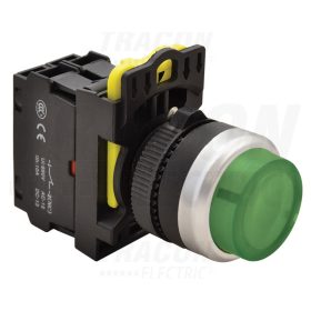   Tracon Világító nyomókapcsoló, kiálló, zöld 1×NO, 5A/230V AC-15, IP42, LED 230V AC/DC
