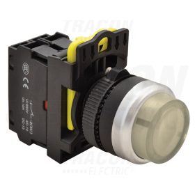   Tracon Világító nyomókapcsoló, kiálló, fehér 1×NO, 5A/230V AC-15, IP42, LED 230V AC/DC