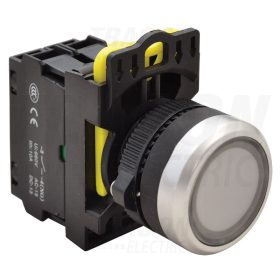   Tracon Világító nyomókapcsoló, fehér 1×NO, 5A/230V AC-15, IP65, LED 230V AC/DC