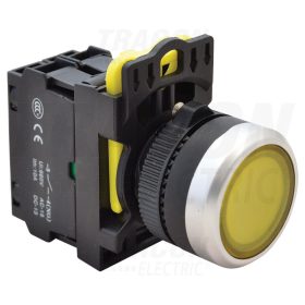   Tracon Világító nyomókapcsoló, sárga 1×NO, 5A/230V AC-15, IP65, LED 230V AC/DC