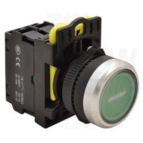   Tracon Jelölt, világító  nyomókapcsoló, zöld, (fehér I) 1×NO, 5A/230V AC-15, IP65, LED 230V AC/DC