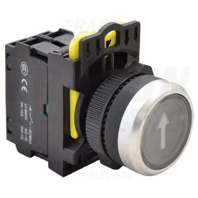   Tracon Jelölt, világító  nyomókapcsoló, fekete, (fehér nyíl) 1×NO, 5A/230V AC-15, IP65, LED 230V AC/DC