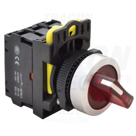   Tracon Világítókaros kapcsoló, piros, LED, kétállású, rugóvissza 1×NO+1×NC, 5A/230V AC-15, IP65, LED 230V AC/DC
