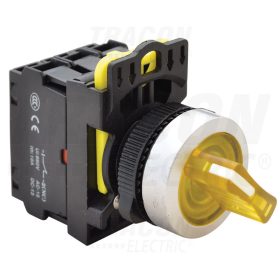   Tracon Világítókaros kapcsoló, sárga, LED, kétállású, rugóvissza 1×NO+1×NC, 5A/230V AC-15, IP65, LED 230V AC/DC