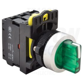   Tracon Világítókaros kapcsoló, zöld, LED, háromállású, rugóvissza 1×NO+1×NC, 5A/230V AC-15, IP65, LED 230V AC/DC