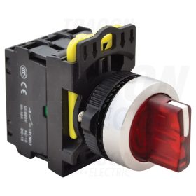   Tracon Világítókaros kapcsoló, piros, LED, háromállású, rugóvissza 1×NO+1×NC, 5A/230V AC-15, IP65, LED 230V AC/DC