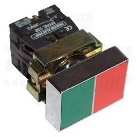   Tracon Kettős BE-KI nyomógomb, fémalapra szerelt, zöld+piros 1×NC+1×NO, 3A/400V AC, IP42