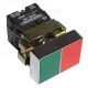 Tracon Tokozott kettős BE-KI nyomógomb, fémalap, zöld+piros 1×NC+1×NO, 3A/400V AC, IP44