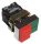 Tracon Kettős BE-KI nyomógomb, fémalap, zöld+piros kiálló 1×NC+1×NO, 3A/400V AC, IP42