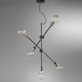 ONLI SOSPENSIONE ASTE 5 LUCI COL.NERO S/LAMPADINE 4879/S5N