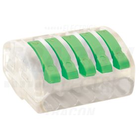   Tracon Csavar nélküli vezetékösszekötő, nyitható átlátszó 0,75-4mm2, 32A, 400VAC 5P