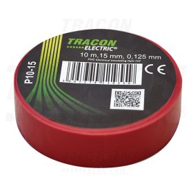   Tracon Szigetelőszalag, piros 10m×15mm, PVC, 0-90°C, 40kV/mm