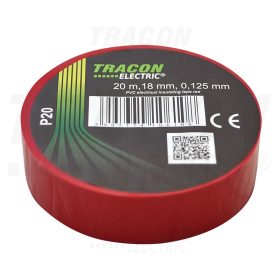   Tracon Szigetelőszalag, piros 20m×18mm, PVC, 0-90°C, 40kV/mm