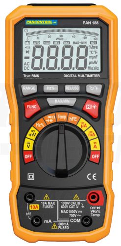 Tracon Digitális multiméter True RMS DCV, ACV, DCA, ACA, OHM, C, °C, dioda