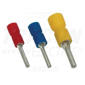   Tracon Szigetelt csapos saru, ónozott elektrolitréz, piros 1,5mm2, (l1=12mm, d1=1,8mm), PVC