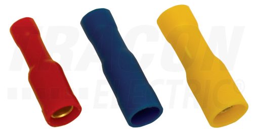 Tracon Szigetelt hengeres csatlakozó aljzat, elektrolitréz, piros 1,5mm2, (d1=1,8mm, d2=4mm), PVC