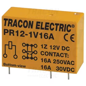 Tracon Print relé 12V DC / 1×CO (16A, 230V AC / 30V DC)