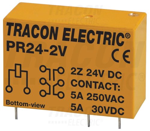 Tracon Print relé 24V DC / 2×CO (5A, 230V AC / 30V DC)