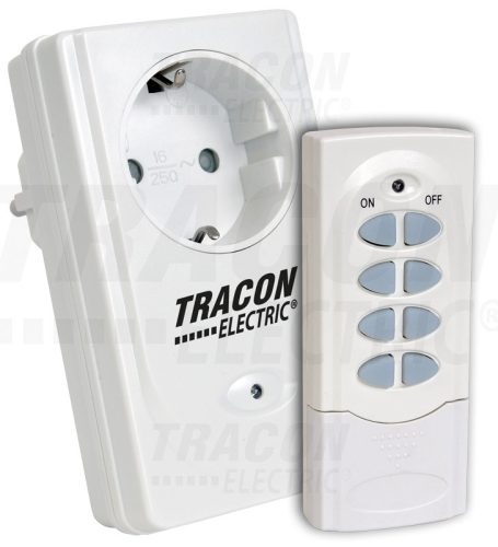 Tracon Távkapcsolós csatlakozóaljzat, 1 aljzat, 1 távírányító 230VAC, 50Hz, 3600W, IP20, 433,92MHz