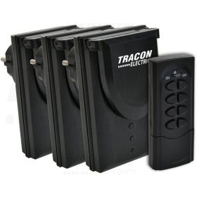   Tracon Távkapcsolós csatlakozóaljzat, 3aljzat, 1 távírányító, IP44 230VAC, 50Hz, 3600W, IP44, 433,92MHz