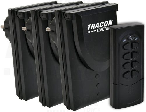 Tracon Távkapcsolós csatlakozóaljzat, 3aljzat, 1 távírányító, IP44 230VAC, 50Hz, 3600W, IP44, 433,92MHz