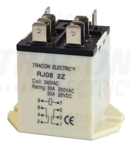 Tracon Nagyteljesítményű relé 110V DC / 2×CO (30A, 230V AC / 28V DC)