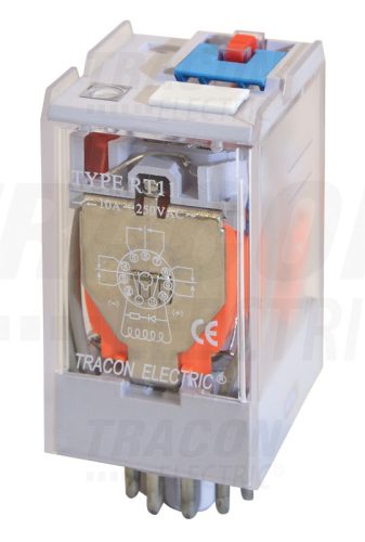 Tracon Ipari teljesítmény relé 12V DC / 3×CO (10A, 230V AC / 28V DC)