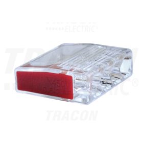   Tracon Csavar nélküli vezetékösszekötő, átlátszó/piros 4×0,5-2,5mm2, 450VAC, max. 16A