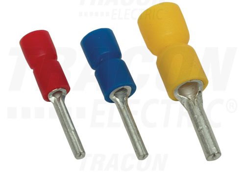 Tracon Szigetelt csapos saru, ónozott elektrolitréz, sárga 6mm2, (l1=13mm, d1=3,5mm), PVC
