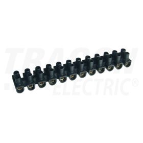   Tracon Flex. nyomólemezes sorozatkapocs, H profil, 12 tag, fekete 4mm2, 450VAC, 25A, PP