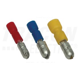  Tracon Szigetelt hengeres csatlakozó dugó, elektrolitréz, sárga 6mm2, (d1=3,6mm, d2=5mm), PVC