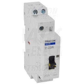   Tracon Installációs kontaktor 230V AC, 50Hz, 1 Mod, 2×NO, AC1/AC7a, 25A