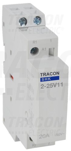 Tracon Installációs kontaktor 230V AC, 50Hz, 1 Mod, 1×NO+1×NC, AC1/AC7a 25A