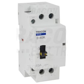   Tracon Installációs kontaktor 230V AC, 50Hz, 2 Mod, 2×NO, AC1/AC7a, 40A