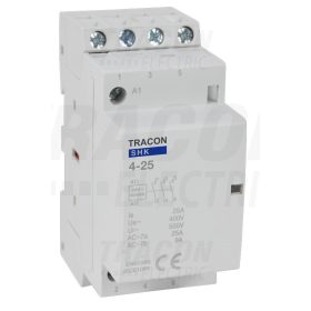   Tracon Installációs kontaktor 230V AC, 50Hz, 2 Mod, 4×NO, AC1/AC7a, 25A