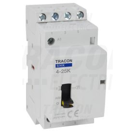   Tracon Installációs kontaktor 230V AC, 50Hz, 2 Mod, 4×NO, AC1/AC7a, 25A