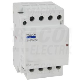   Tracon Installációs kontaktor 230V AC, 50Hz, 3 Mod, 2×NO+2×NC, AC1/AC7a, 40A