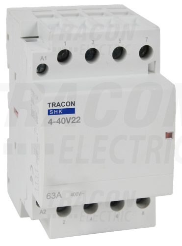 Tracon Installációs kontaktor 230V AC, 50Hz, 3 Mod, 2×NO+2×NC, AC1/AC7a, 40A