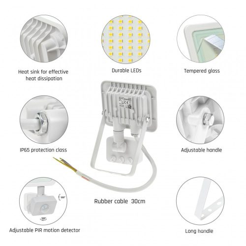 NOCTIS LUX 2 SMD 230V 10W IP44 NW fehér Mozgásérzékelős