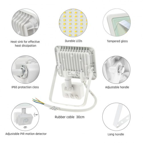 NOCTIS LUX 2 SMD 230V 20W IP44 WW fehér mozgásérzékelős