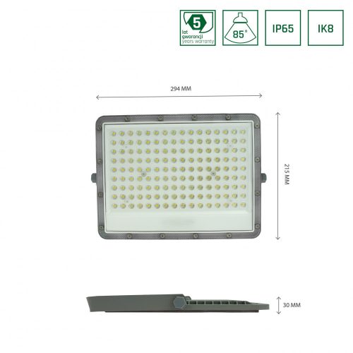 NOCTIS MAX 100W IP65 CW szürke - 5 év garancia
