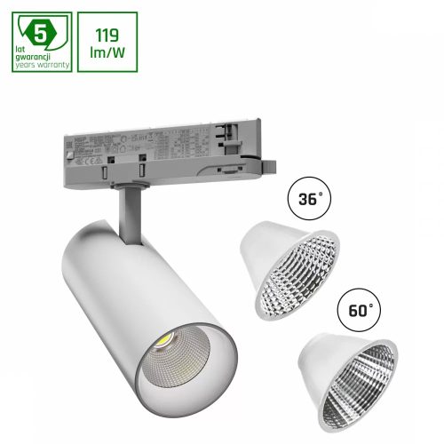 ANDROMEDA Ra>90 15-27W NW 230V 36, 60deg IP20 74x170x170 white 5y warranty with power change
