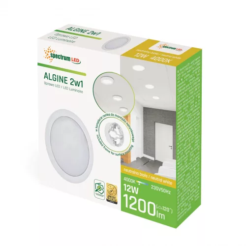 ALGINE 2in1 LED PANEL kerek 12W 1200lm NW